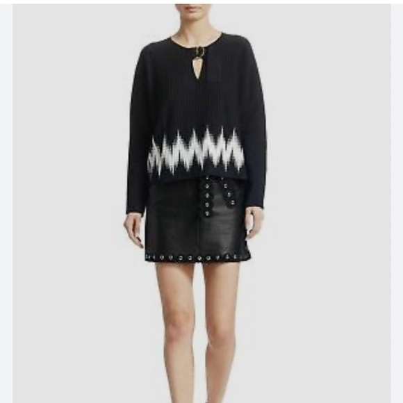 NWOT Maje black ribbed v neck long sleeve top - Picture 3 of 8